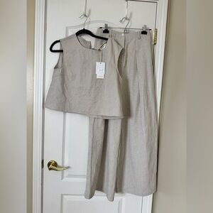 Commense Linen Blends Casual Pants Set Size Small Color Khaki NWT